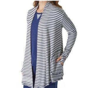Tommy Hilfiger Nautical Slub Knit Thermal Open Wrap Cardigan Navy/White Stripes